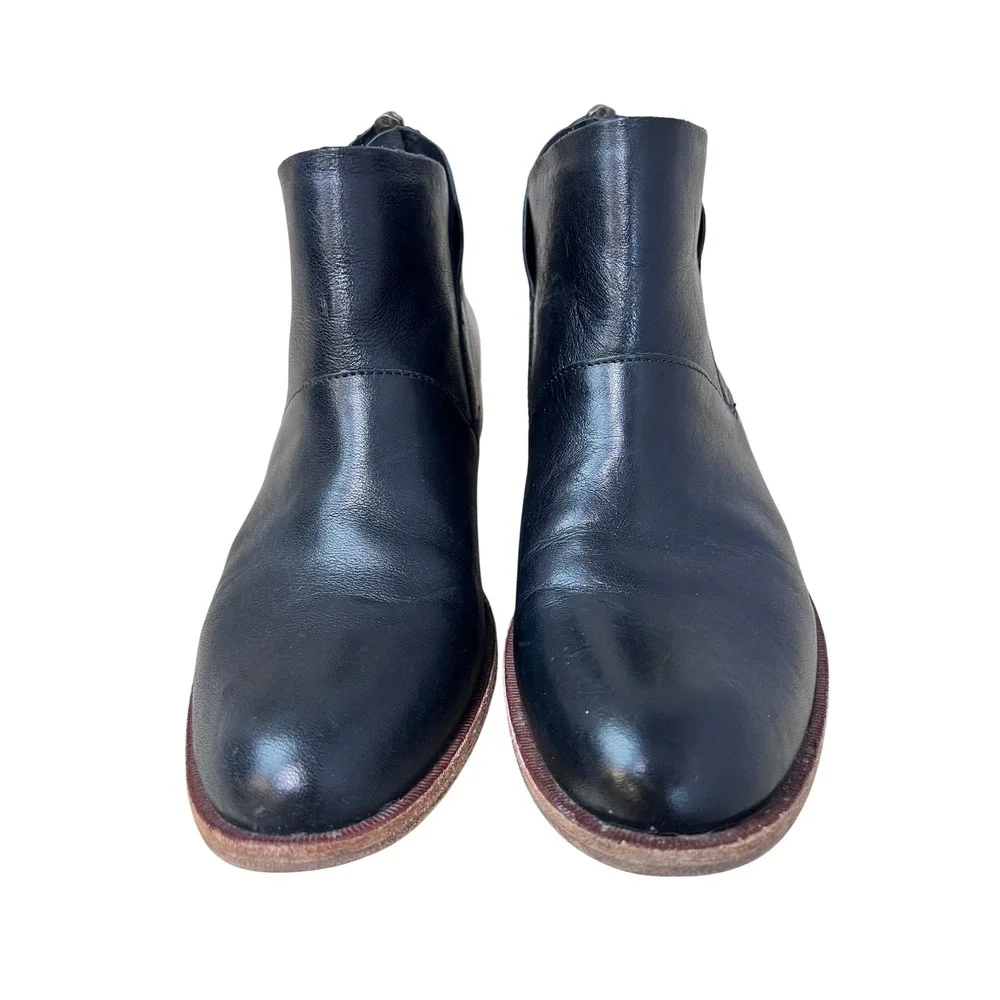 Kork-Ease Velma Ankle Boots Womens 9M Black Excellent Leather Back Zip‎ Low Heel